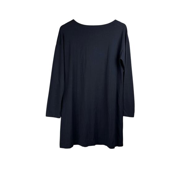 Bryn Walker Soft Organic Cotton Round Neck Long Sleeve Flowy Black Tunic - Picture 8 of 13